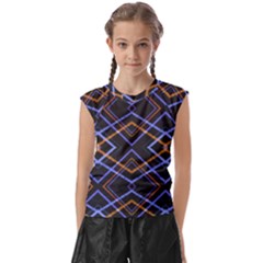 Intersecting Diamonds Motif Print Pattern Kids  Raglan Cap Sleeve Tee by dflcprintsclothing