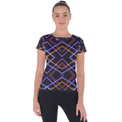 Intersecting Diamonds Motif Print Pattern Short Sleeve Sports Top  by dflcprintsclothing