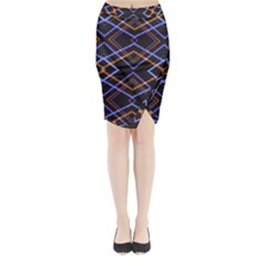 Intersecting Diamonds Motif Print Pattern Midi Wrap Pencil Skirt by dflcprintsclothing