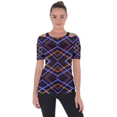 Intersecting Diamonds Motif Print Pattern Shoulder Cut Out Short Sleeve Top by dflcprintsclothing