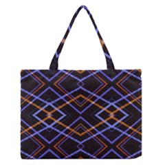 Intersecting Diamonds Motif Print Pattern Zipper Medium Tote Bag