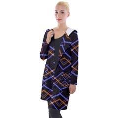 Intersecting Diamonds Motif Print Pattern Hooded Pocket Cardigan by dflcprintsclothing