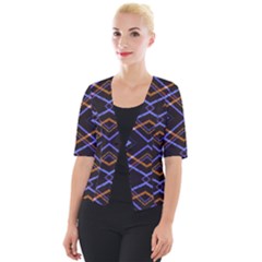 Intersecting Diamonds Motif Print Pattern Cropped Button Cardigan by dflcprintsclothing