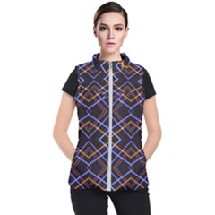 Intersecting Diamonds Motif Print Pattern Women s Puffer Vest by dflcprintsclothing