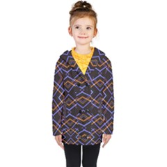 Intersecting Diamonds Motif Print Pattern Kids  Double Breasted Button Coat by dflcprintsclothing