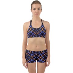 Intersecting Diamonds Motif Print Pattern Back Web Gym Set by dflcprintsclothing