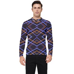 Intersecting Diamonds Motif Print Pattern Men s Long Sleeve Rash Guard by dflcprintsclothing