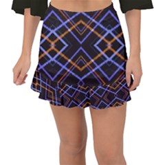 Intersecting Diamonds Motif Print Pattern Fishtail Mini Chiffon Skirt by dflcprintsclothing