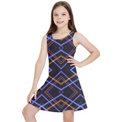 Intersecting Diamonds Motif Print Pattern Kids  Lightweight Sleeveless Dress by dflcprintsclothing