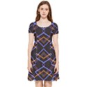 Intersecting Diamonds Motif Print Pattern Inside Out Cap Sleeve Dress View1