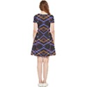 Intersecting Diamonds Motif Print Pattern Inside Out Cap Sleeve Dress View4