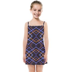 Intersecting Diamonds Motif Print Pattern Kids  Summer Sun Dress by dflcprintsclothing