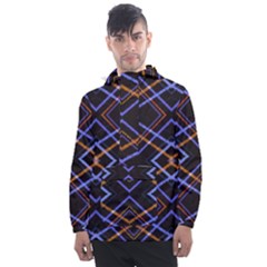 Intersecting Diamonds Motif Print Pattern Men s Front Pocket Pullover Windbreaker by dflcprintsclothing