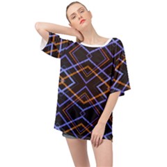 Intersecting Diamonds Motif Print Pattern Oversized Chiffon Top by dflcprintsclothing