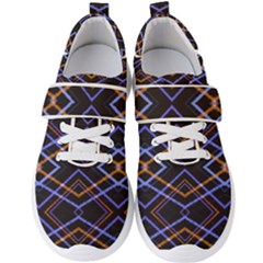 Intersecting Diamonds Motif Print Pattern Men s Velcro Strap Shoes