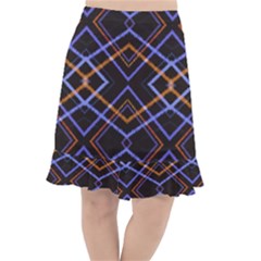 Intersecting Diamonds Motif Print Pattern Fishtail Chiffon Skirt by dflcprintsclothing