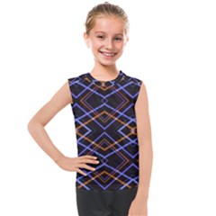 Intersecting Diamonds Motif Print Pattern Kids  Mesh Tank Top by dflcprintsclothing