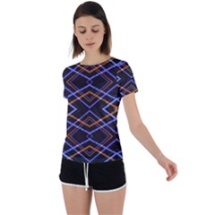 Intersecting Diamonds Motif Print Pattern Back Circle Cutout Sports Tee by dflcprintsclothing