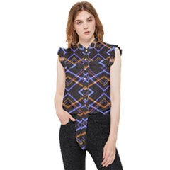 Intersecting Diamonds Motif Print Pattern Frill Detail Shirt by dflcprintsclothing