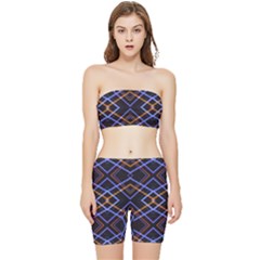 Intersecting Diamonds Motif Print Pattern Stretch Shorts And Tube Top Set by dflcprintsclothing