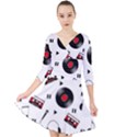 Music life Quarter Sleeve Front Wrap Dress View1