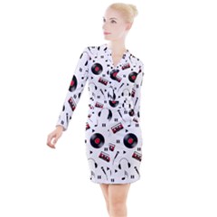 Music Life Button Long Sleeve Dress by Valentinaart