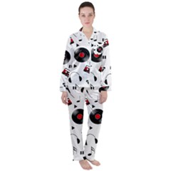 Music Life Satin Long Sleeve Pajamas Set by Valentinaart