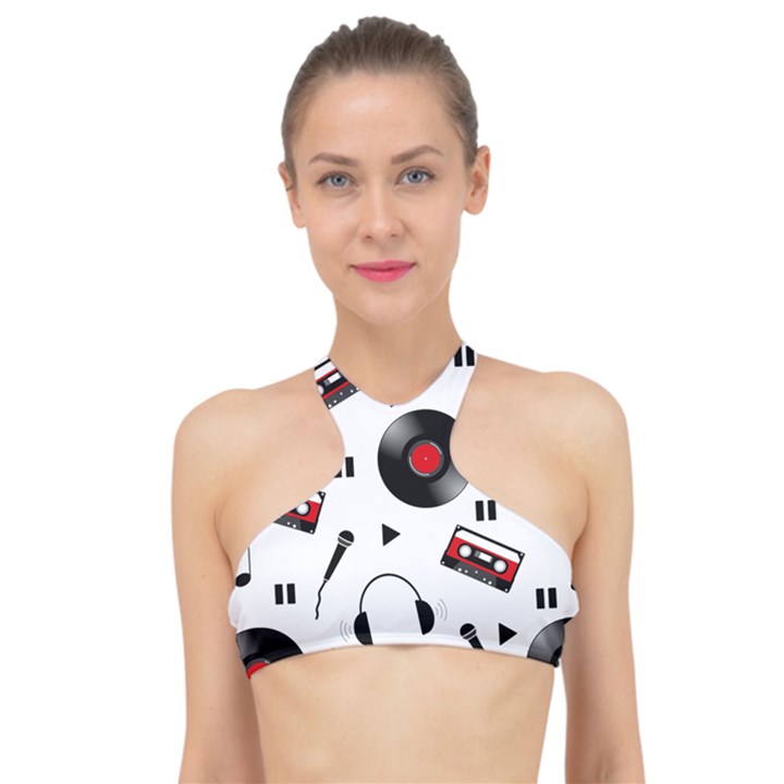 Music life High Neck Bikini Top