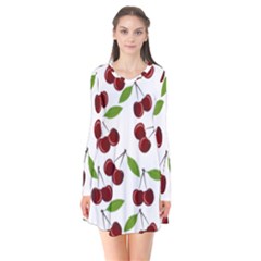 Fruit Life Long Sleeve V-neck Flare Dress by Valentinaart