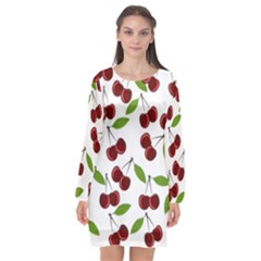 Fruit Life Long Sleeve Chiffon Shift Dress 