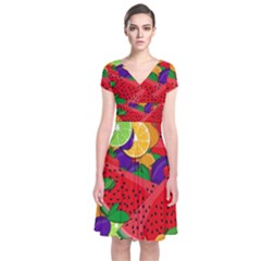 Fruit Life 2  Short Sleeve Front Wrap Dress