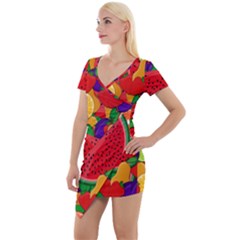 Fruit Life 2  Short Sleeve Asymmetric Mini Dress