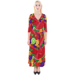 Fruit Life 2  Quarter Sleeve Wrap Maxi Dress