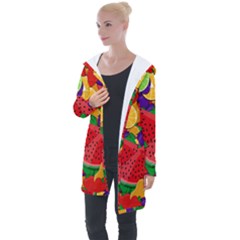 Fruit Life 2  Longline Hooded Cardigan by Valentinaart