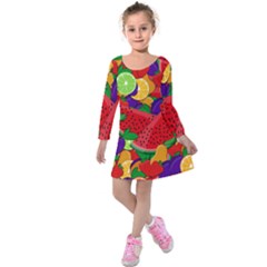 Fruit Life 2  Kids  Long Sleeve Velvet Dress