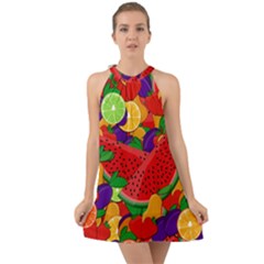 Fruit Life 2  Halter Tie Back Chiffon Dress