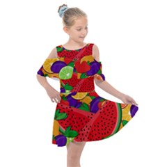 Fruit Life 2  Kids  Shoulder Cutout Chiffon Dress by Valentinaart