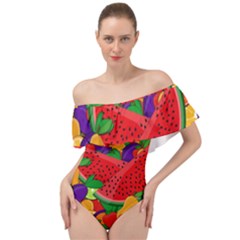 Fruit Life 2  Off Shoulder Velour Bodysuit 