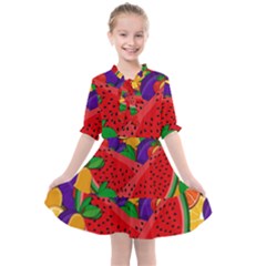 Fruit Life 2  Kids  All Frills Chiffon Dress by Valentinaart