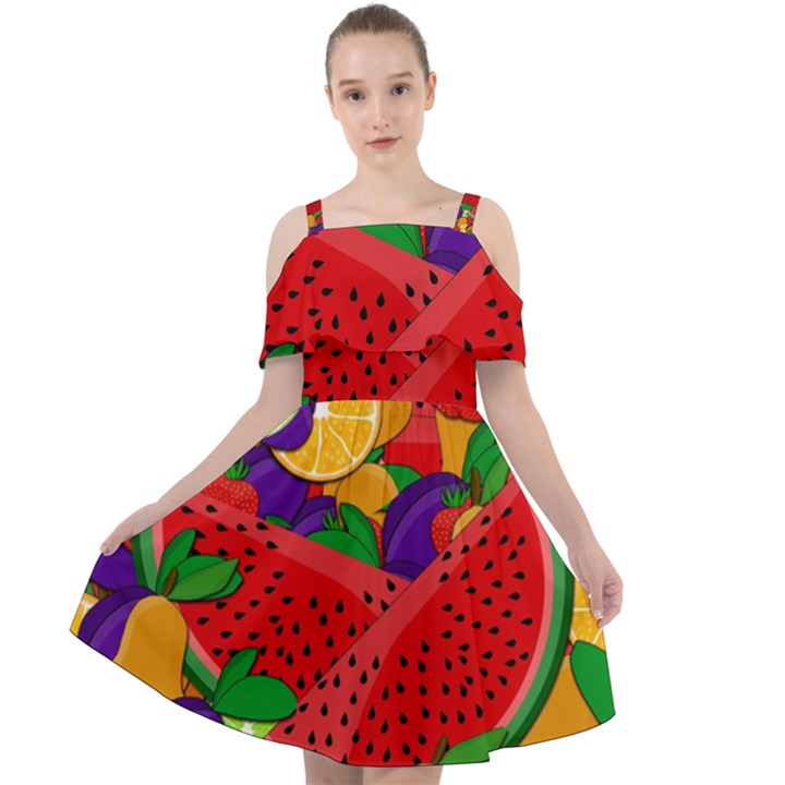 Fruit Life 2  Cut Out Shoulders Chiffon Dress