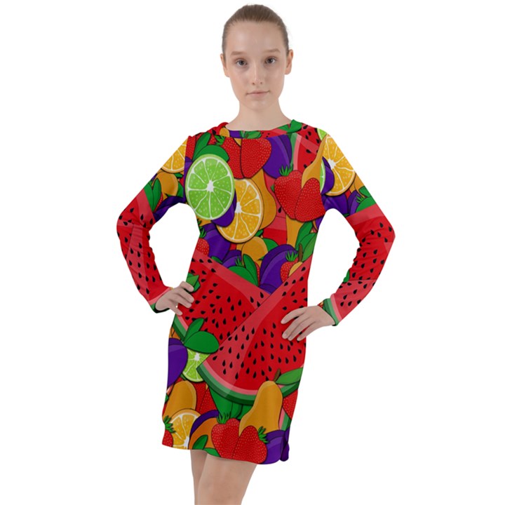 Fruit Life 2  Long Sleeve Hoodie Dress