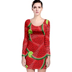 Fruit Life 3 Long Sleeve Velvet Bodycon Dress by Valentinaart