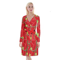 Fruit Life 3 Long Sleeve Velvet Front Wrap Dress