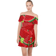 Fruit Life 3 Off Shoulder Chiffon Dress by Valentinaart