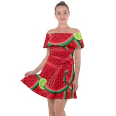 Fruit Life 3 Off Shoulder Velour Dress