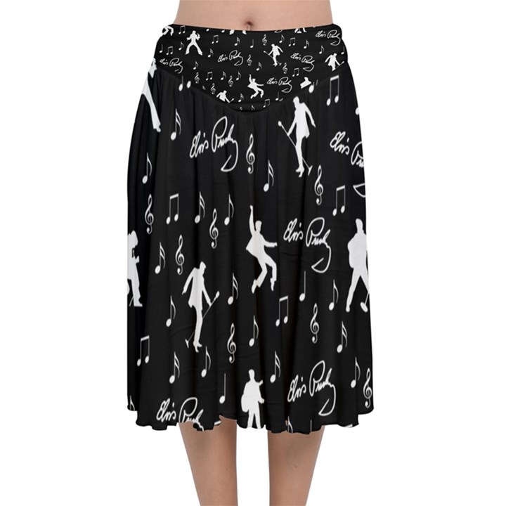 Elvis Velvet Flared Midi Skirt