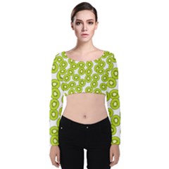 Fruit Life 4 Velvet Long Sleeve Crop Top by Valentinaart