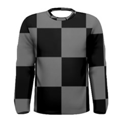 Black Gingham Check Pattern Men s Long Sleeve Tee