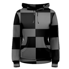 Black Gingham Check Pattern Women s Pullover Hoodie