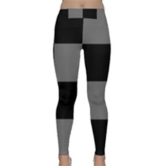 Black Gingham Check Pattern Classic Yoga Leggings by yoursparklingshop